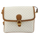 CELINE Macadam Canvas Shoulder Bag PVC Leather White Gold Auth 182418A-13