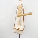 CELINE Macadam Canvas Shoulder Bag PVC Leather White Gold Auth 182418A-24