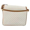 CELINE Macadam Canvas Shoulder Bag PVC Leather White Gold Auth 182418A-2