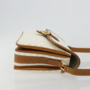 CELINE Macadam Canvas Shoulder Bag PVC Leather White Gold Auth 182418A-3