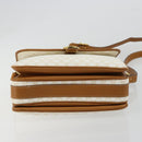 CELINE Macadam Canvas Shoulder Bag PVC Leather White Gold Auth 182418A-5
