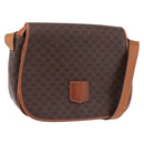 CELINE Macadam Canvas Shoulder Bag PVC Leather Brown Gold Auth 182419-1
