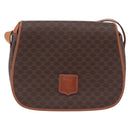 CELINE Macadam Canvas Shoulder Bag PVC Leather Brown Gold Auth 182419-2