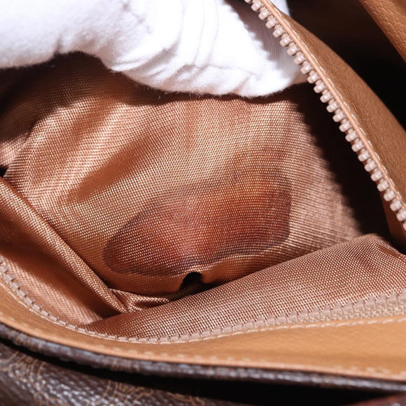 CELINE Macadam Canvas Shoulder Bag PVC Leather Brown Gold Auth 182419