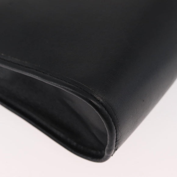 Christian Dior Shoulder Bag Leather Black Gold Auth 182420