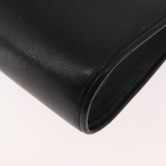 Christian Dior Shoulder Bag Leather Black Gold Auth 182420