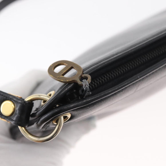 Christian Dior Shoulder Bag Leather Black Gold Auth 182420