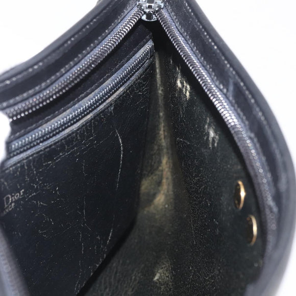 Christian Dior Shoulder Bag Leather Black Gold Auth 182420