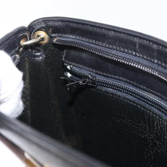 Christian Dior Shoulder Bag Leather Black Gold Auth 182420