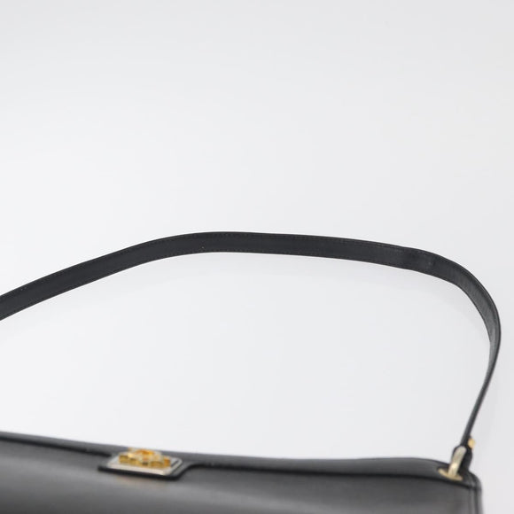 Christian Dior Shoulder Bag Leather Black Gold Auth 182420