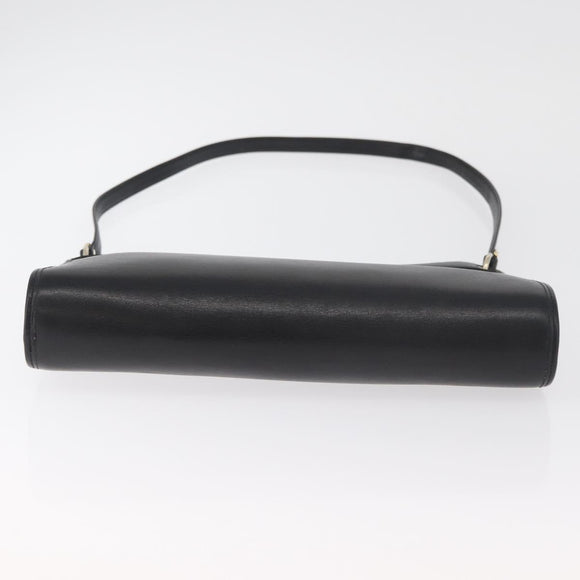 Christian Dior Shoulder Bag Leather Black Gold Auth 182420