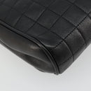 CELINE Chain Shoulder Bag Leather Black Gold Auth 182421V-13