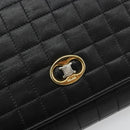 CELINE Chain Shoulder Bag Leather Black Gold Auth 182421V-14