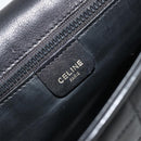 CELINE Chain Shoulder Bag Leather Black Gold Auth 182421V-16