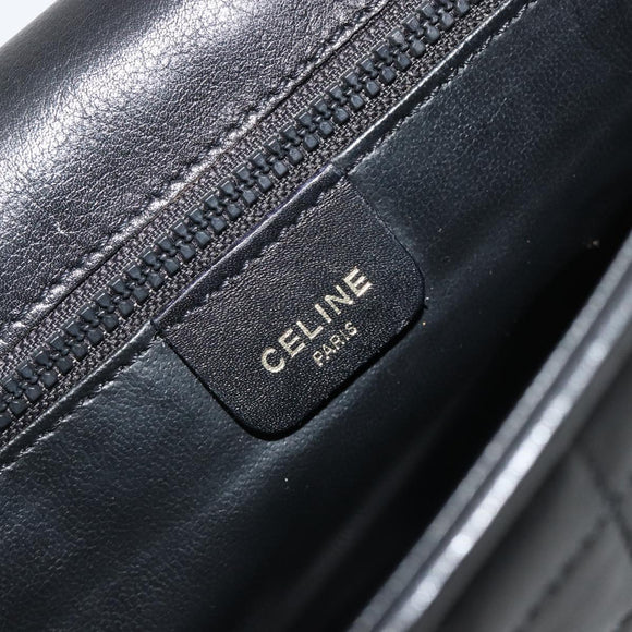 CELINE Chain Shoulder Bag Leather Black Gold Auth 182421V