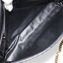 CELINE Chain Shoulder Bag Leather Black Gold Auth 182421V-17