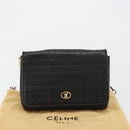 CELINE Chain Shoulder Bag Leather Black Gold Auth 182421V-25