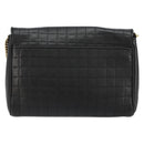 CELINE Chain Shoulder Bag Leather Black Gold Auth 182421V-3