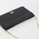 CELINE Chain Shoulder Bag Leather Black Gold Auth 182421V-6