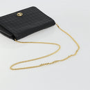 CELINE Chain Shoulder Bag Leather Black Gold Auth 182421V-7
