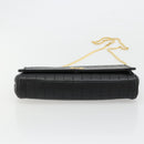 CELINE Chain Shoulder Bag Leather Black Gold Auth 182421V-9
