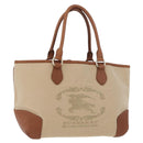 BURBERRY Tote Bag Canvas Beige Gold Auth 182423-1