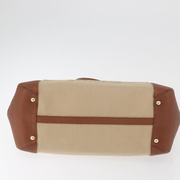 BURBERRY Tote Bag Canvas Beige Gold Auth 182423