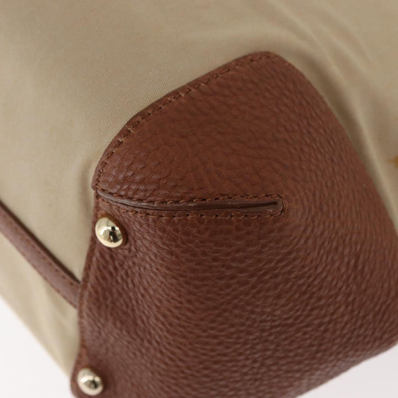 BURBERRY Tote Bag Canvas Beige Gold Auth 182423