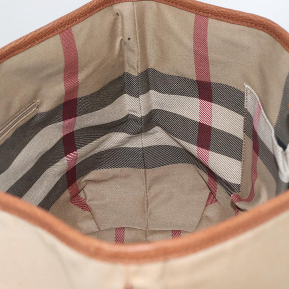 BURBERRY Tote Bag Canvas Beige Gold Auth 182423