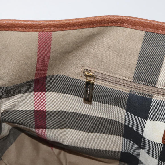 BURBERRY Tote Bag Canvas Beige Gold Auth 182423