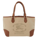 BURBERRY Tote Bag Canvas Beige Gold Auth 182423-13