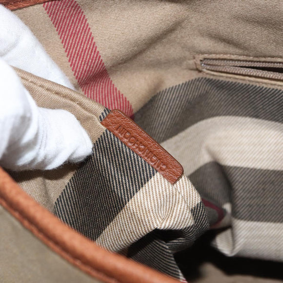 BURBERRY Tote Bag Canvas Beige Gold Auth 182423
