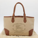 BURBERRY Tote Bag Canvas Beige Gold Auth 182423-12