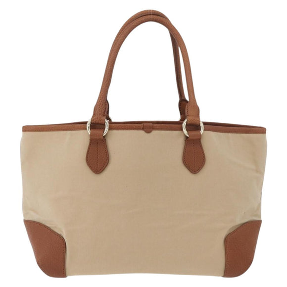 BURBERRY Tote Bag Canvas Beige Gold Auth 182423