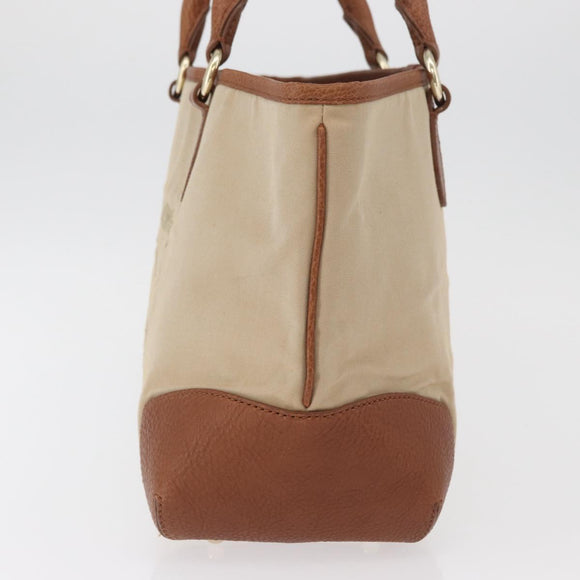 BURBERRY Tote Bag Canvas Beige Gold Auth 182423