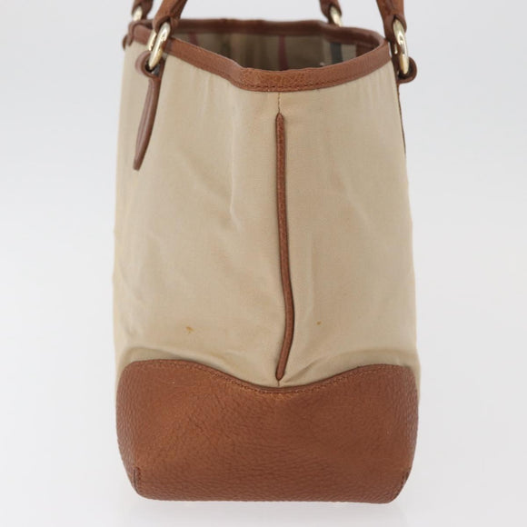 BURBERRY Tote Bag Canvas Beige Gold Auth 182423