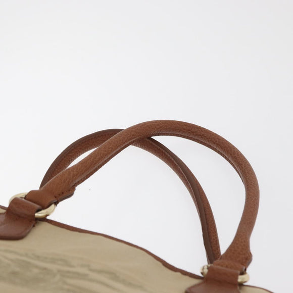 BURBERRY Tote Bag Canvas Beige Gold Auth 182423