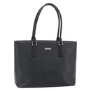 BURBERRY Tote Bag Leer Zwart Zilver Auth 182424-1