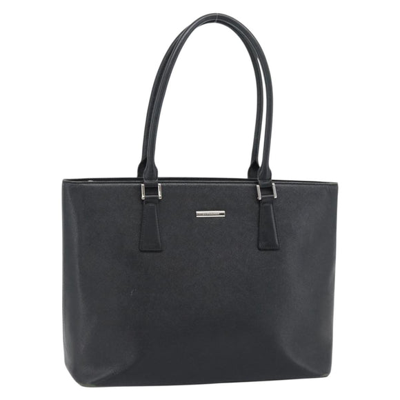 BURBERRY Tote Bag Leer Zwart Zilver Auth 182424