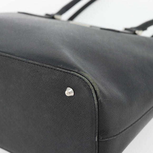 BURBERRY Tote Bag Leer Zwart Zilver Auth 182424