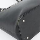 BURBERRY Tote Bag Leer Zwart Zilver Auth 182424-11