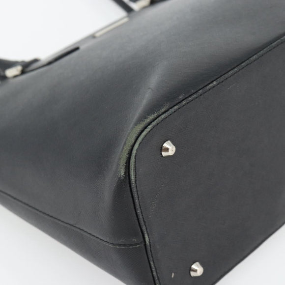 BURBERRY Tote Bag Leer Zwart Zilver Auth 182424