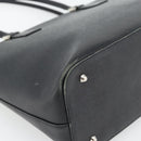 BURBERRY Tote Bag Leer Zwart Zilver Auth 182424-13