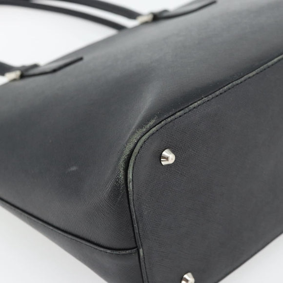 BURBERRY Tote Bag Leer Zwart Zilver Auth 182424
