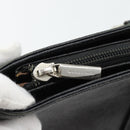 BURBERRY Tote Bag Leer Zwart Zilver Auth 182424-15