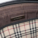 BURBERRY Tote Bag Leer Zwart Zilver Auth 182424-16