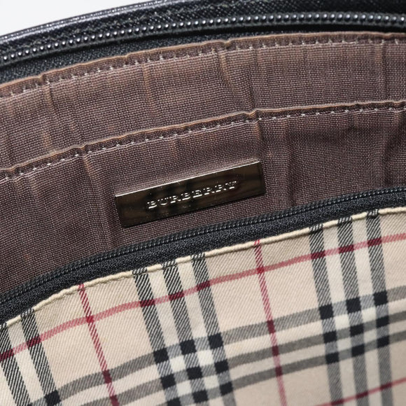 BURBERRY Tote Bag Leer Zwart Zilver Auth 182424