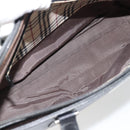 BURBERRY Tote Bag Leer Zwart Zilver Auth 182424-17