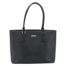 BURBERRY Tote Bag Leer Zwart Zilver Auth 182424-2