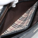 BURBERRY Tote Bag Leer Zwart Zilver Auth 182424-21